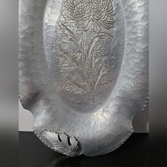 Vintage Trade Continental Mark Hand Wrought Silverlook Aluminum Tray Platter - Picture 5 of 10